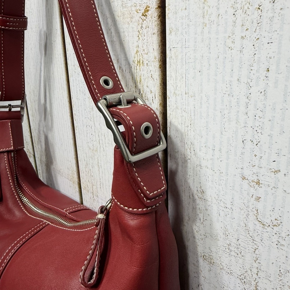 Coach Vintage Red Leather Legacy Sling Hobo Bag 9566 Y2K Shoulder Bag - Picture 8 of 13